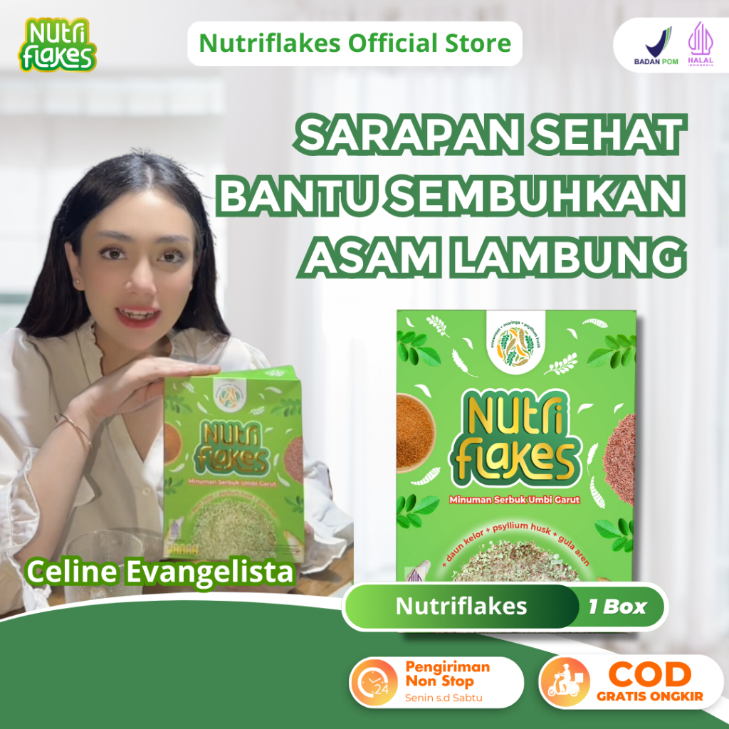 

Nutriflakes 100% Original Sereal Umbi Garut Membantu Meredakan Asam Lambung Paket 1 Box