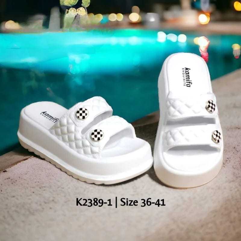 KAMIFA - Sandal Selop Wedges Tinggi Wanita Putih Terbaru di Shopee Murah Nyaman Import Berkualitas B