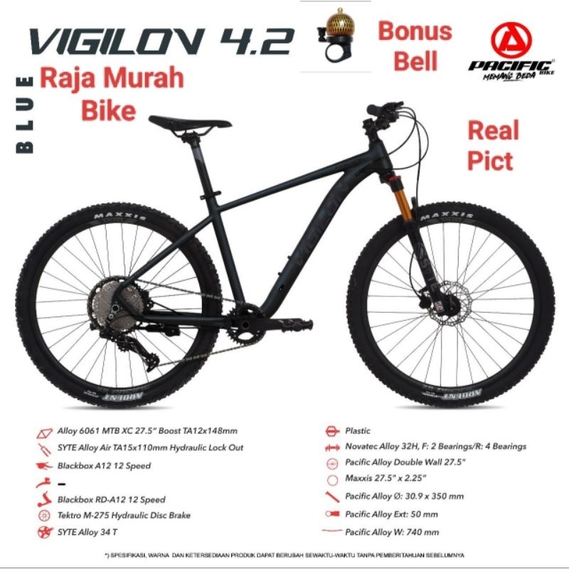 Terlaris Sepeda Gunung Mtb Pacific Vigilon 4.2 27,5 Inch Sepeda Mtb 27,5 Inch Pacific Vigilon 4.2 12