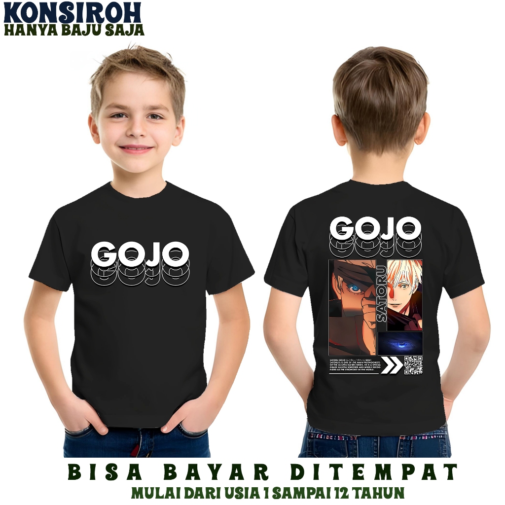 Kaos Baju Anime Anak 2 12 tahun Jujutsu Kaisen Gojo Satoru Baju Anak Anime Gojo Satoru JJK