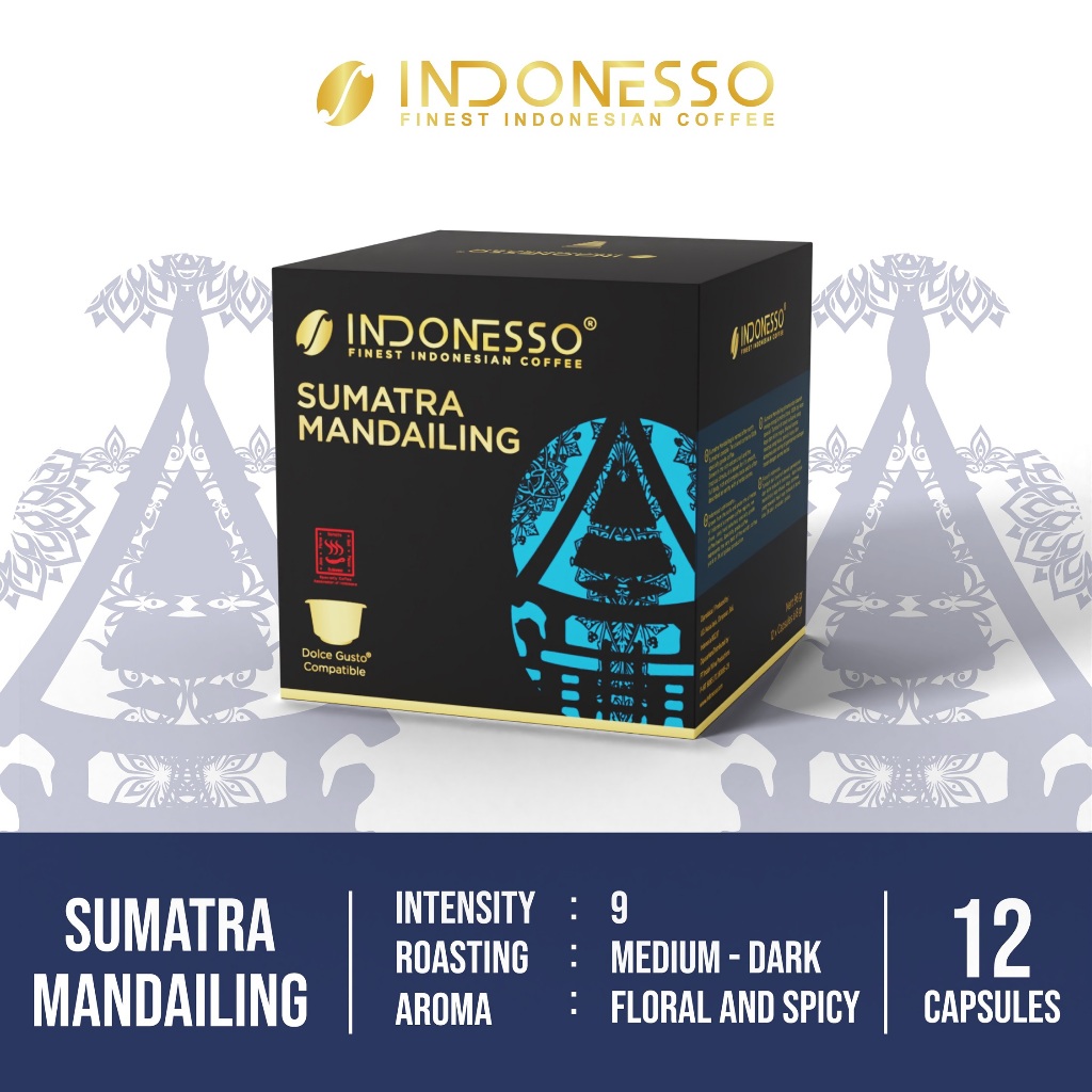 

INDONESSO Sumatra Mandailing Coffee Capsules Compatible with Nescafé Dolce Gusto Machines / Kapsul Kopi