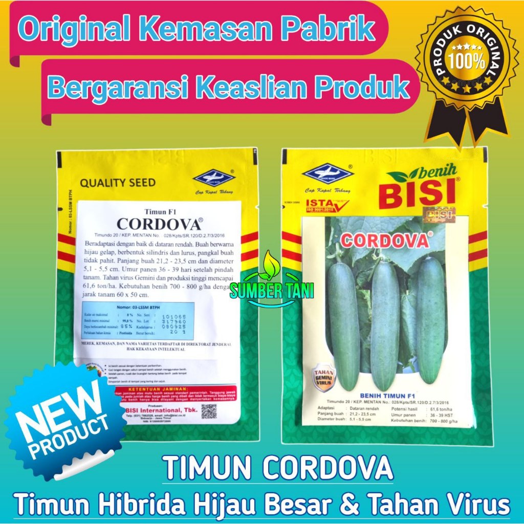 

Benih Timun CORDOVA F1 20gram - Mentimun Hibrida Tahan Virus (EXP : 12-2025) CAP KAPAL TERBANG