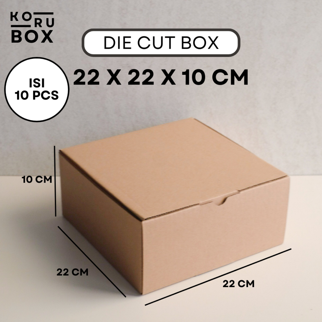 

[ISI 10] Box Kardus Karton Die Cut Mailer 22x22x10 cm Tanpa Sablon - Bahan B Flute Cokelat