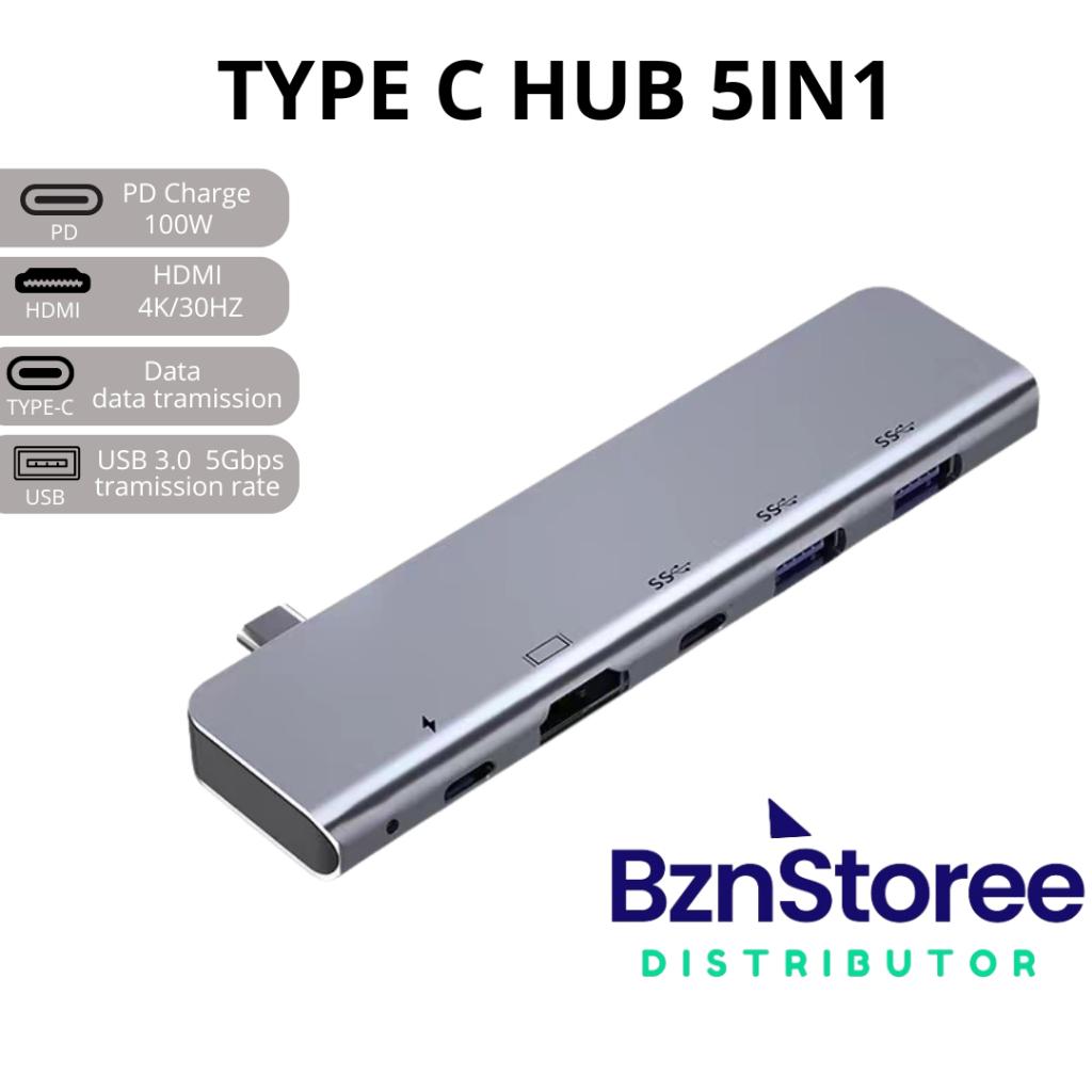 Adapter TYPE HUB Macbook 5in1 L/HUB Macbook 5in1  Multi Port USB Type C Mini Adapter  /Converter Usb