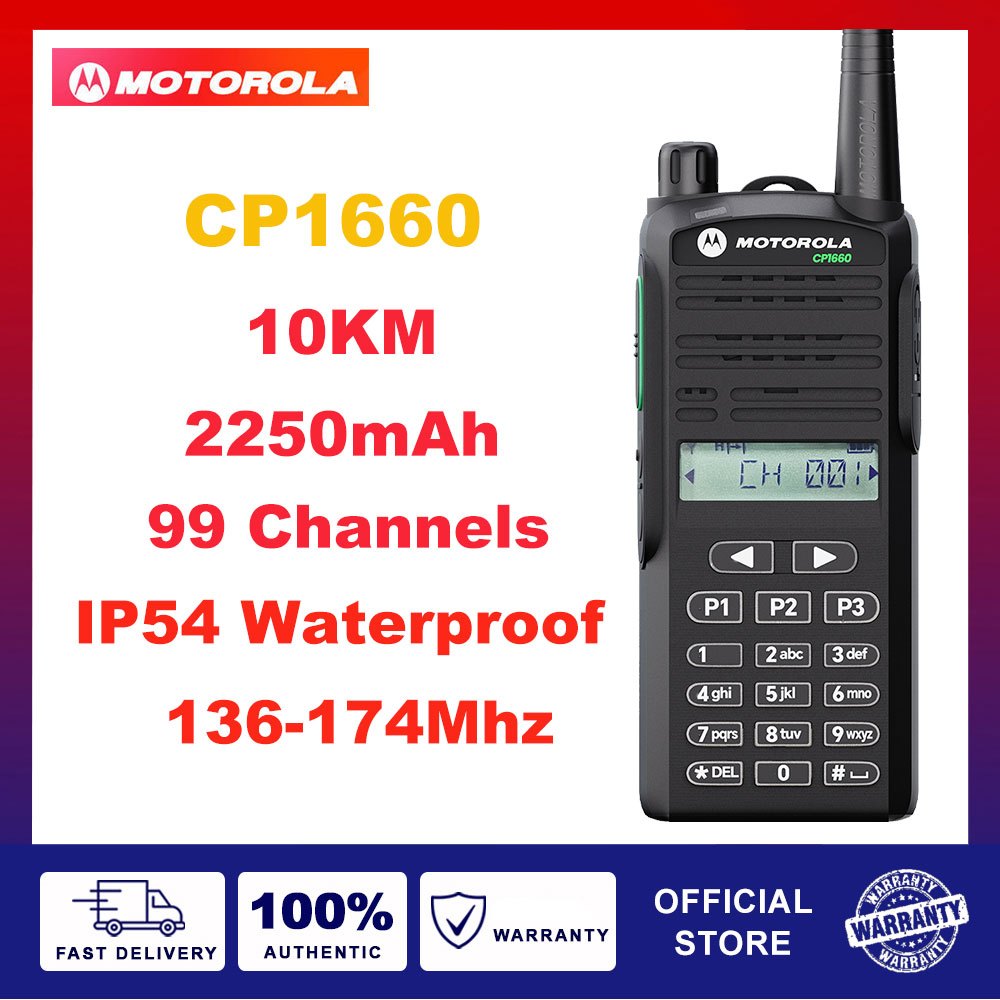 （Headset gratis）HT Motorola CP1660 Two Way Radio dua arah portabel kekuatan tinggi Walkie Talkie 5Wa