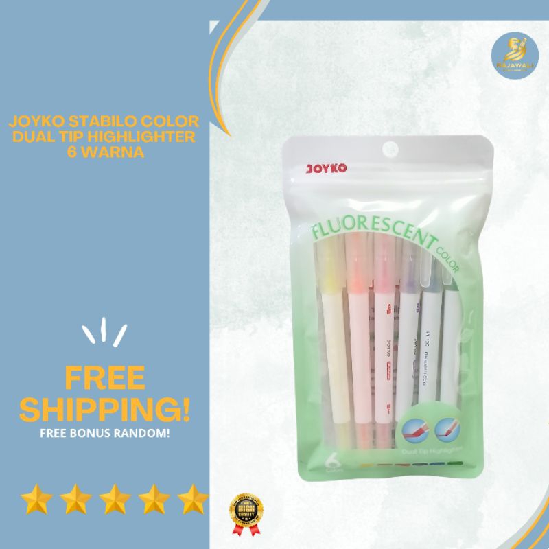

Joyko Stabilo Color | Dual Tip Highlighter | 6 Warna
