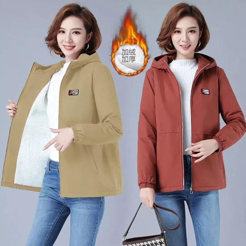 KODE C92P Jaket Wanita Korea Import Kekinian Crop  Jaket Winter Wanita Bulu Korea Import