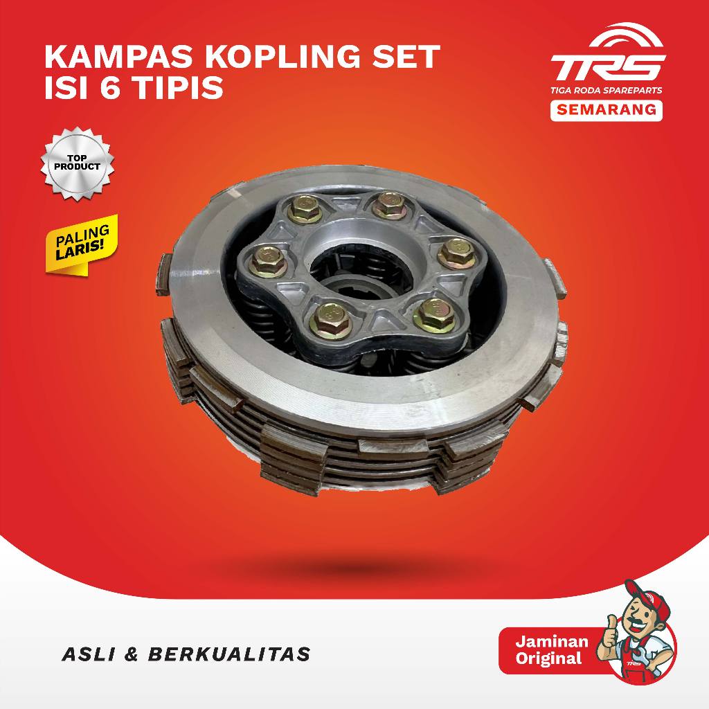 TRS Kampas Kopling Set Isi 6 Tipis Motor Roda Tiga Viar Tossa Pnp Tiger Megapro CB Spareparts Origin