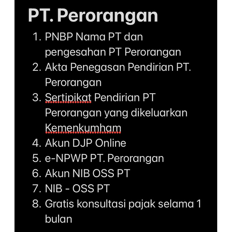 

Legalitas PT. Perorangan