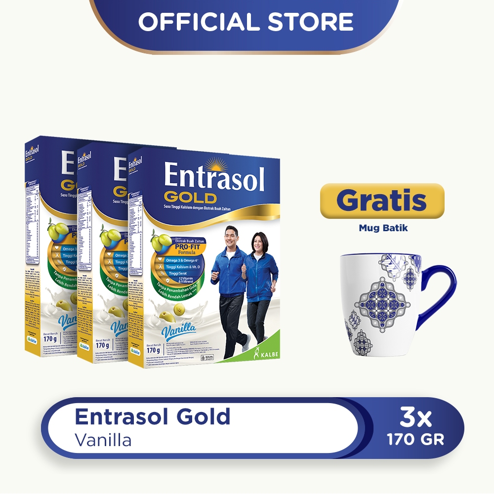 

Buy 3 Entrasol Gold Vanilla 170g Free Mug Batik