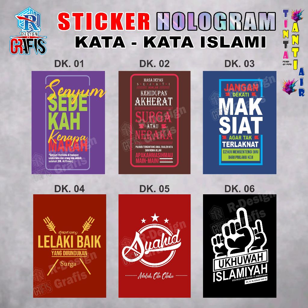 

Sticker Hologram Kata-kata Islami Anti Air - Isi 15 Pcs