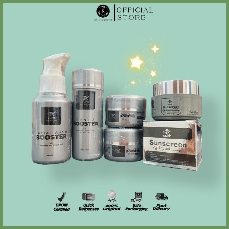 RK GLOW BOOSTER PAKET WAJAH & SUNSCREEN RK GLOW TERBARU BPOM BY RK GLOW DWIAFFOR 100% ORIGINAL