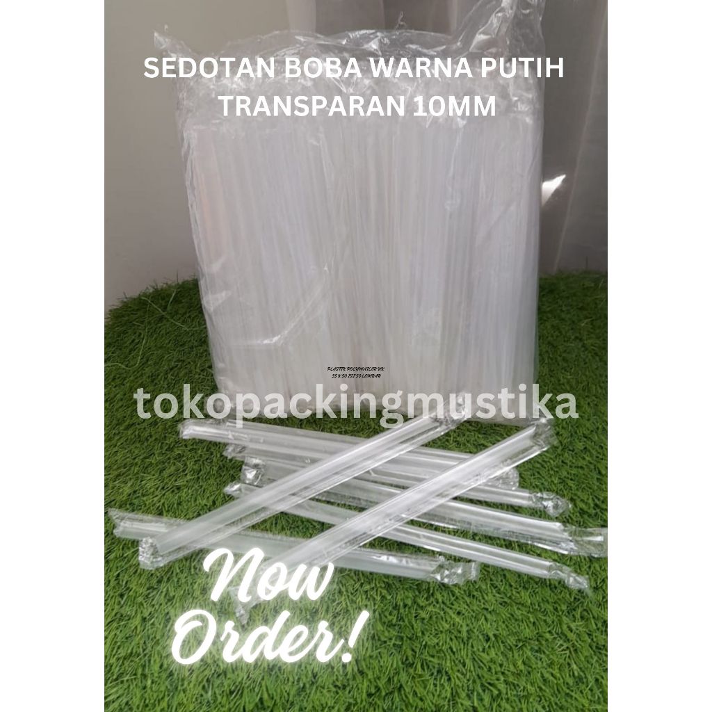TERBARU SEDOTAN BOBA PLASTIK WARNA BENING TRANSPARAN +-100 PCS