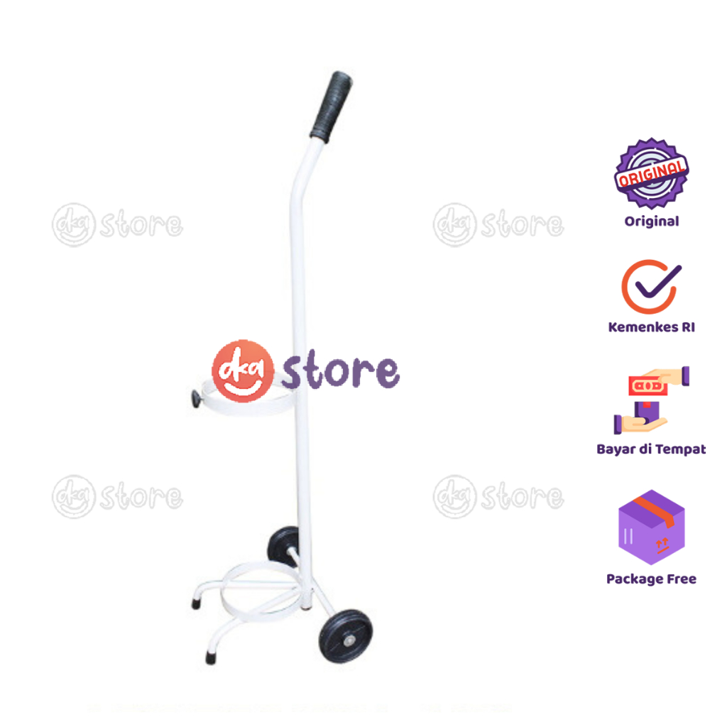 Trolley Oxygen 1m3 & 2m3 / Troli Tabung Gas Oksigen / Dorongan Troly Putih
