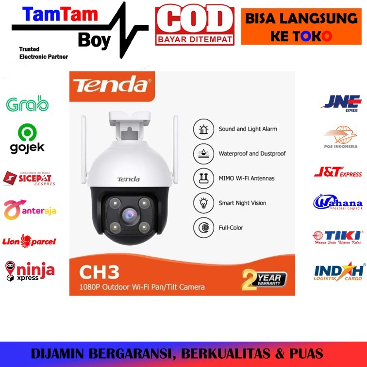 Ip Camera Ipcam Tenda CH3 2MP Full HD 1080p Wifi Security Outdoor Kamera Pengintai Pan Tilt Zone 360