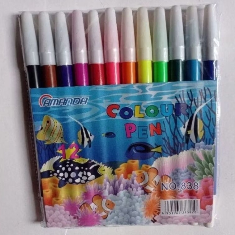 

Spidol Warna/Colour Pens/Spidol Kecil 1 Pack Isi 12 Pcs - Kemasan Plastik Tebal Transparan - Stationery