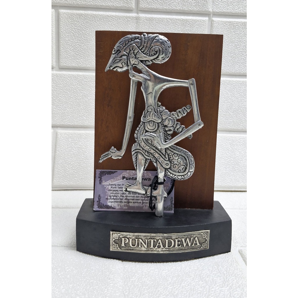 Wayang Puntadewa Plakat - Plakat Wayang Pajangan Meja - Souvenir Kemasan Box Batik - Souvenir Perusa