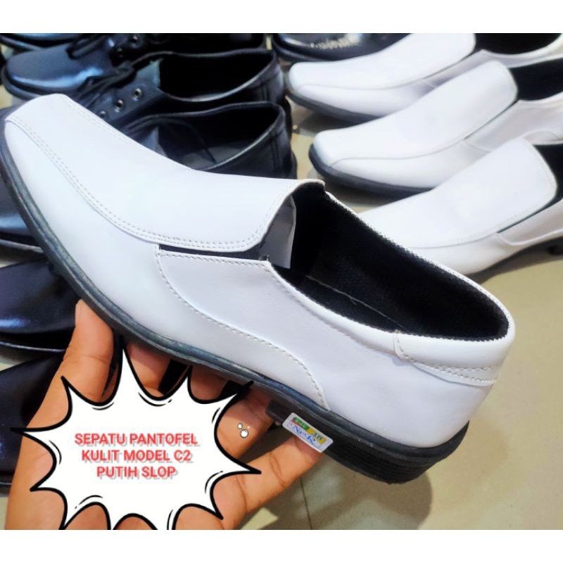 Sepatu putih kulit pantofel pria/Sepatu kerja putih laki laki/sepatu anak cowok sekolah pondok kerja