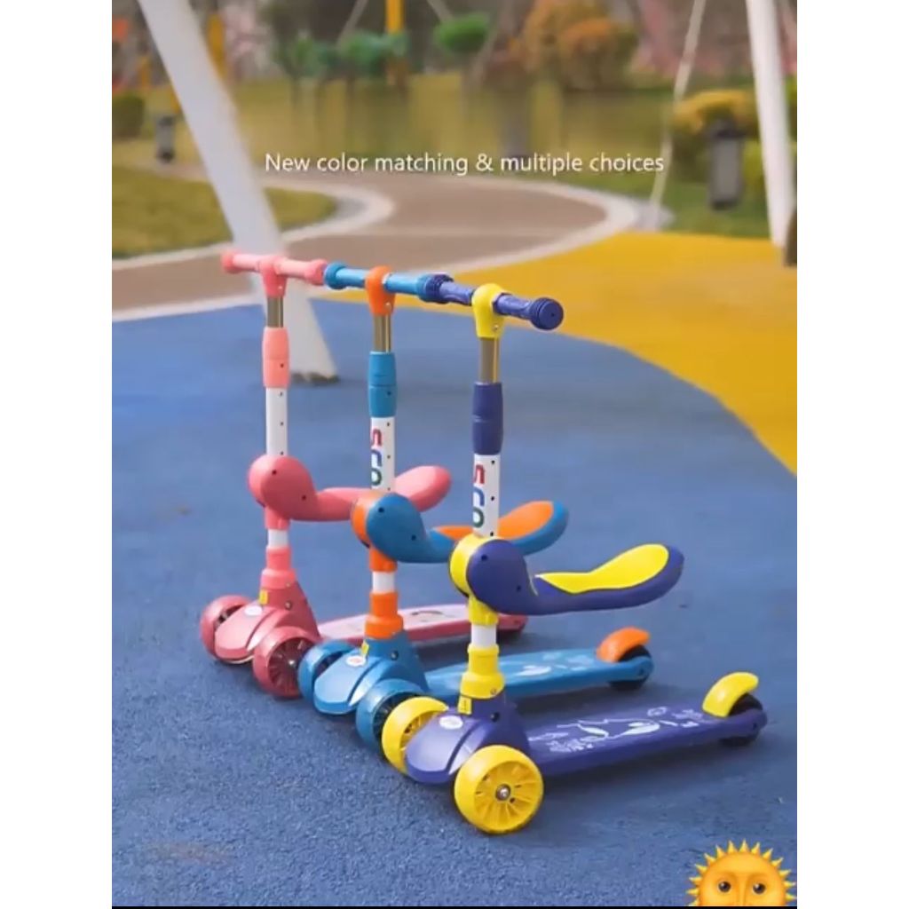 Skuter Kickboard Scooter Kick Board Otoped Sepeda Duduk Roda 3 2in1 Sekuter Anak