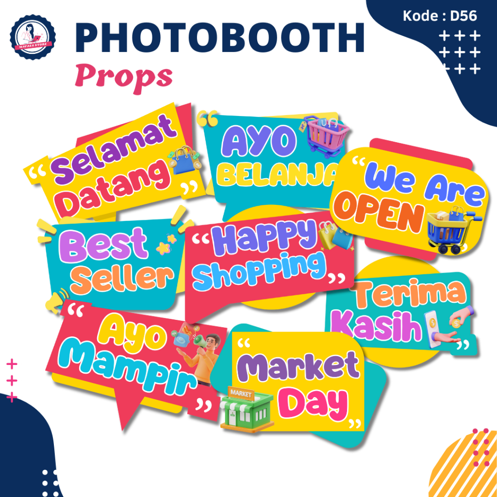 Photobooth props market day / photo booth props / dekorasi foto sekolah anak anak / custom props kel