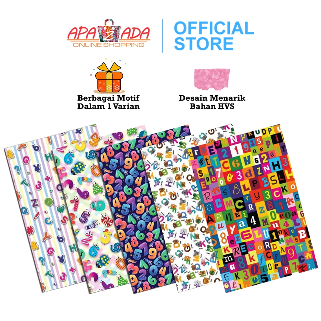 

Apazada - Kertas Kado Motif Alphabet Numeric [20 Lembar] / Bungkusan Kado Tebal Murah KFH-116A&N