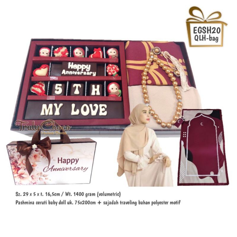 

Kado hadiah ulang tahun anniversary coklat trulychoco EGSH20 bag