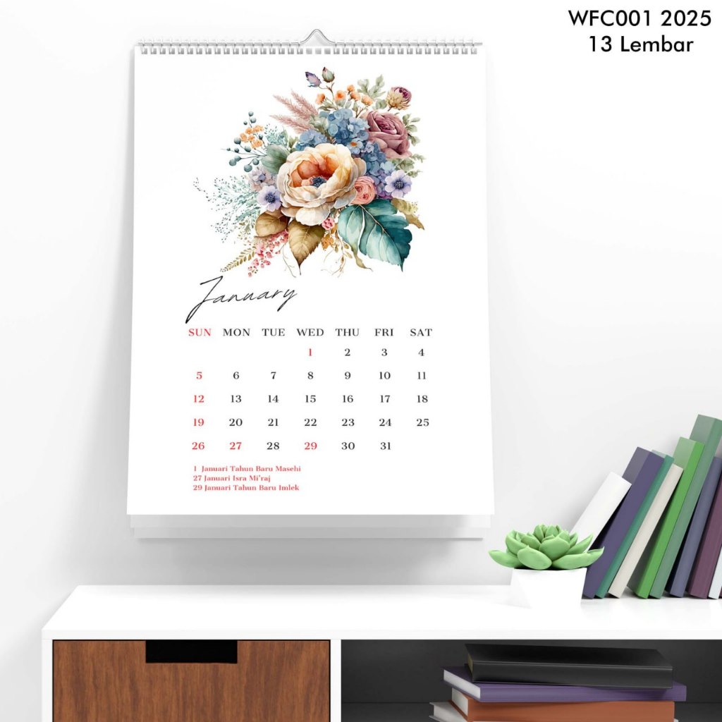 

Kalender Dinding 2025 Aesthetic, Spiral Putih Ukuran A3, 13 Lembar Desain Bersih