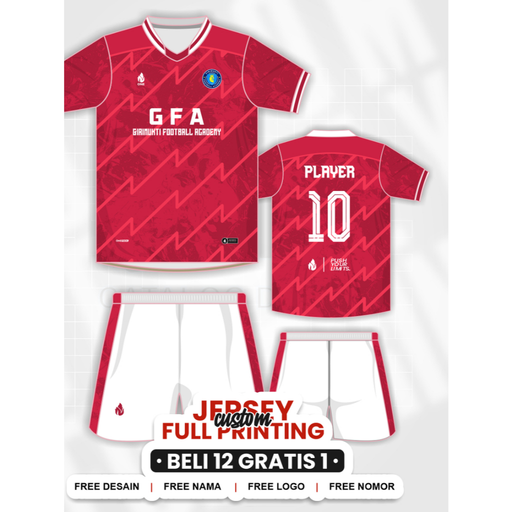 ONE APPAREL - CUSTOM JERSEY STELAN FULL PRINTING - FUTSAL, SEPAKBOLA, VOLI, BASKET - FREE DESAIN