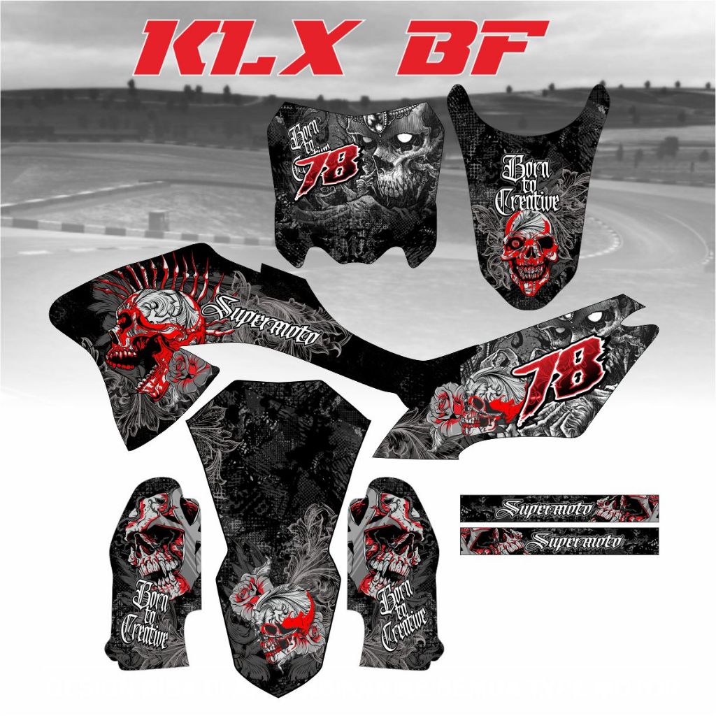 decal KLX BF full body motif tengkorak sticker variasi motor