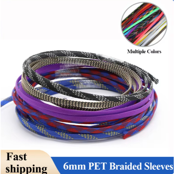 Pelindung Pet Braided Cable Sleeve Sleeving Cable Bungkus Kabel 6mm