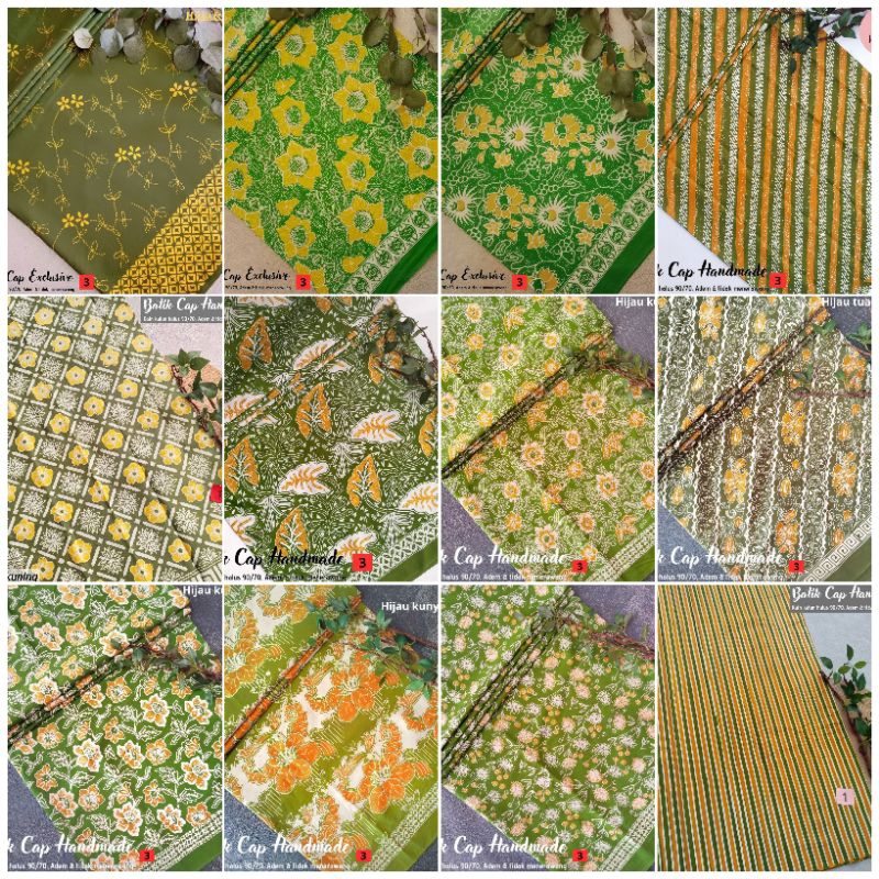 KAIN BATIK CAP WARNA HIJAU MUDA IJO KUNING