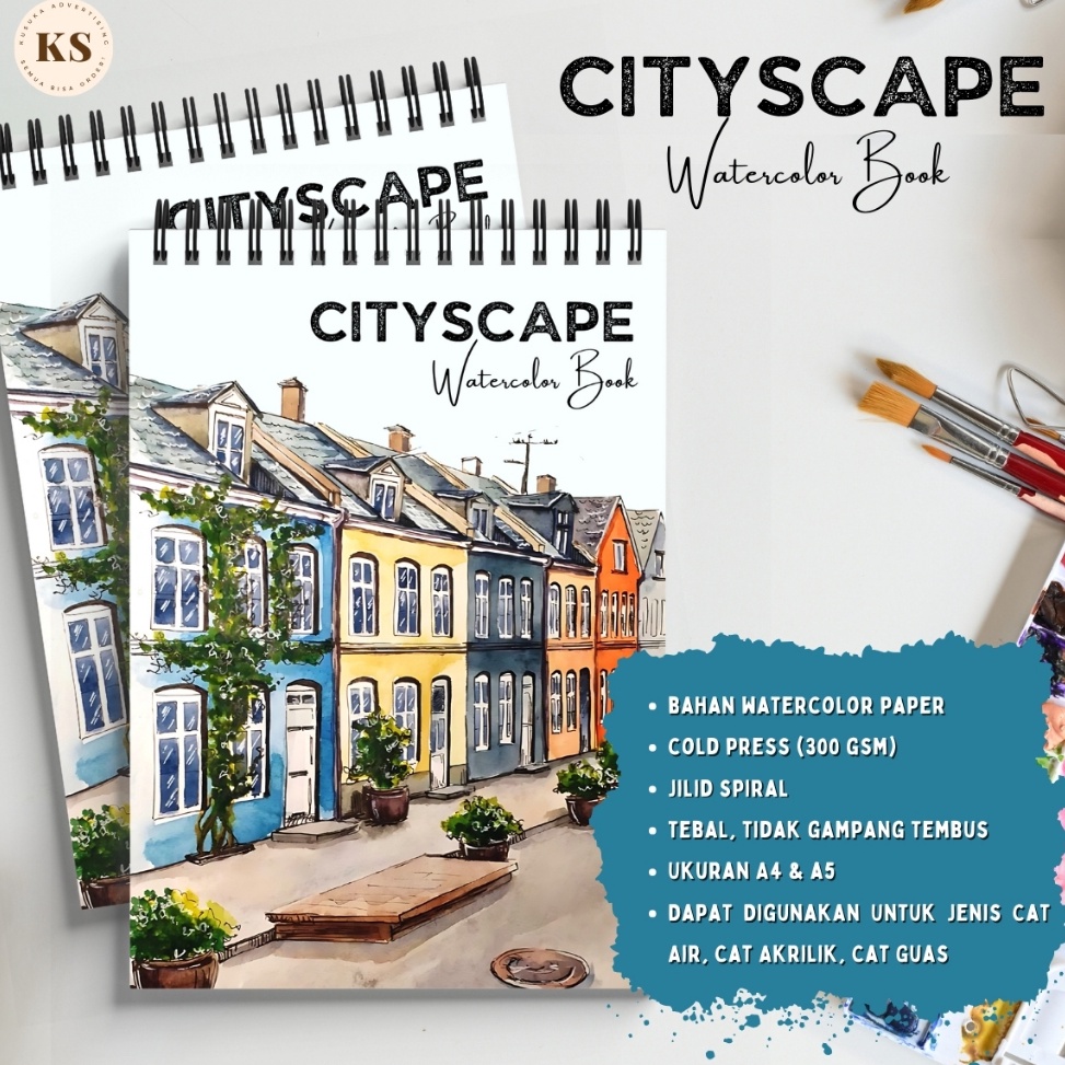 

ART G8P5 WATERCOLOR BOOK TEMA CITYSCAPE COLD PRESS 3GSM Buku Sketsa Mewarnai Dewasa Remaja Ukuran A4 A5