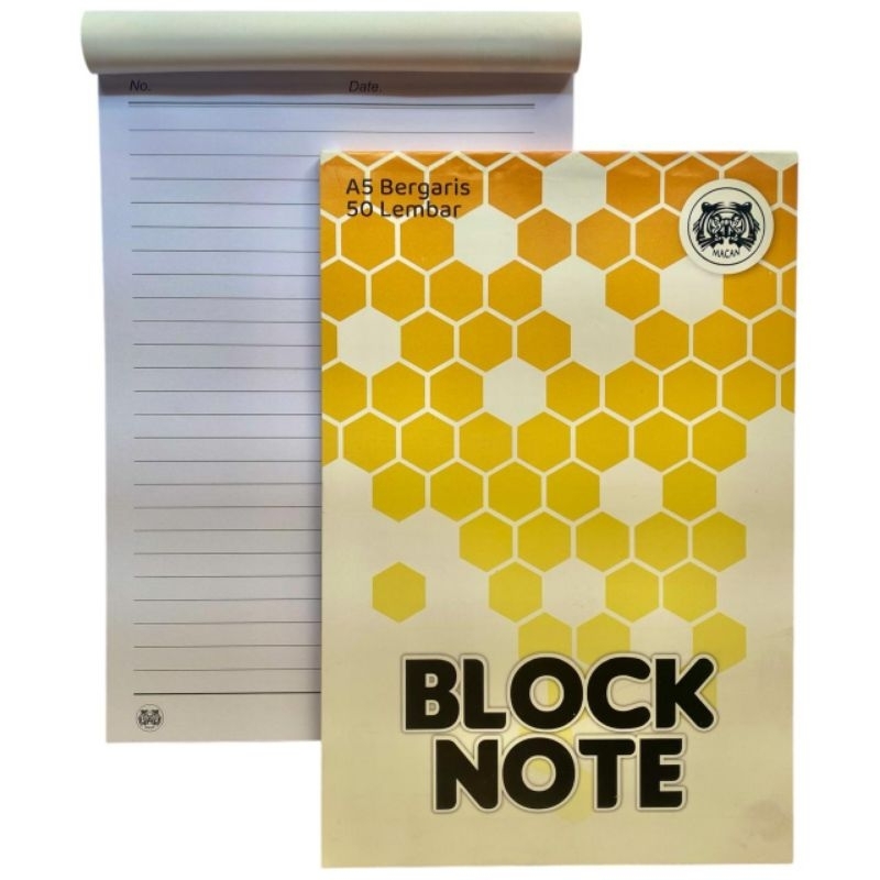 

BLOCK NOTE BERGARIS A5 MACAN ISI 50 LEMBAR