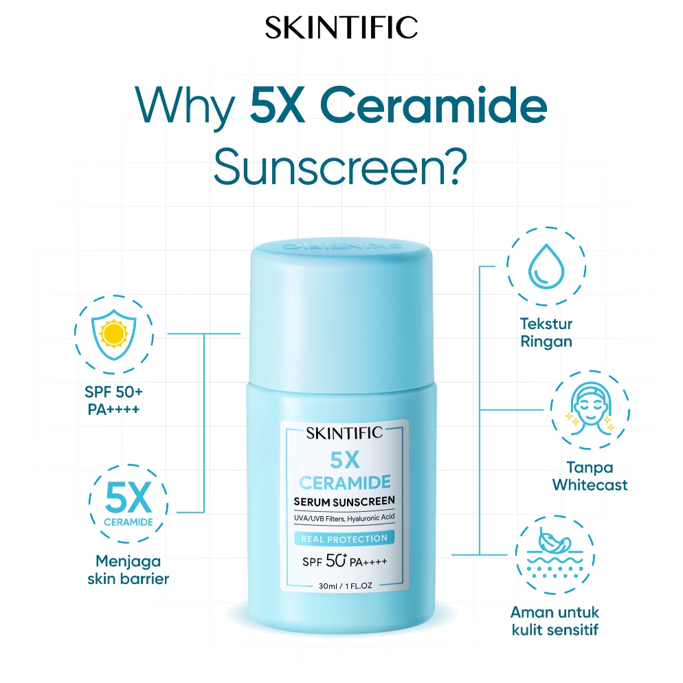 Hot Product SKINTIFIC  5X Ceramide Serum Sunscreen SPF5 PA 3ml  SunRepair Invisible Serum 2in1 Skinc