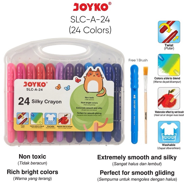 

Silky Crayon SLCA24 Krayon Halus Joyko SLCA Warna Colors ART O2I5