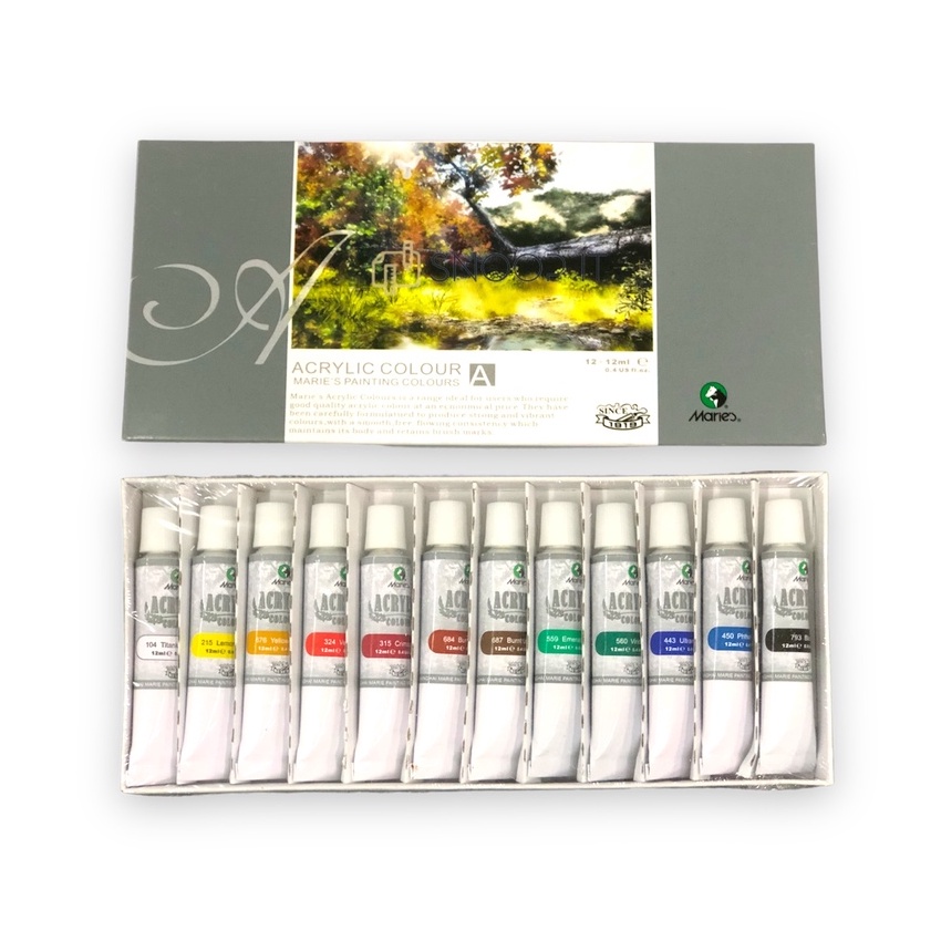 

KP8 Cat Acrylic Maries 12 Warna 812 Acrylic Colours Maries 12 W Cat Akrilik Lukis SHSNP