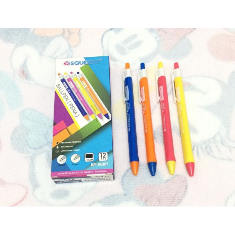 

Pena Squeezy Cetek Gel Tinta Hitam SQ107 Murah 1 Box Isi 12 Pcs / Pulpen Cetek Gel Pen Hitam 0,7mm / Pena Cetek Squeezy Warna Cantik Imut Murah Bagus