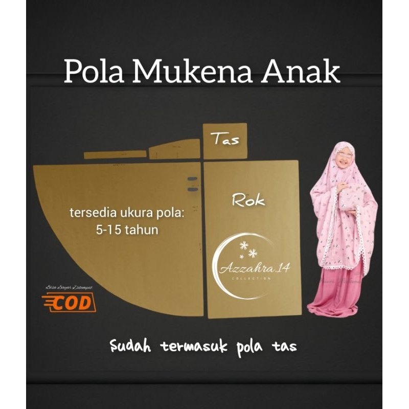 pola mukena anak umur 5-13 tahun, pola instan mukena anak