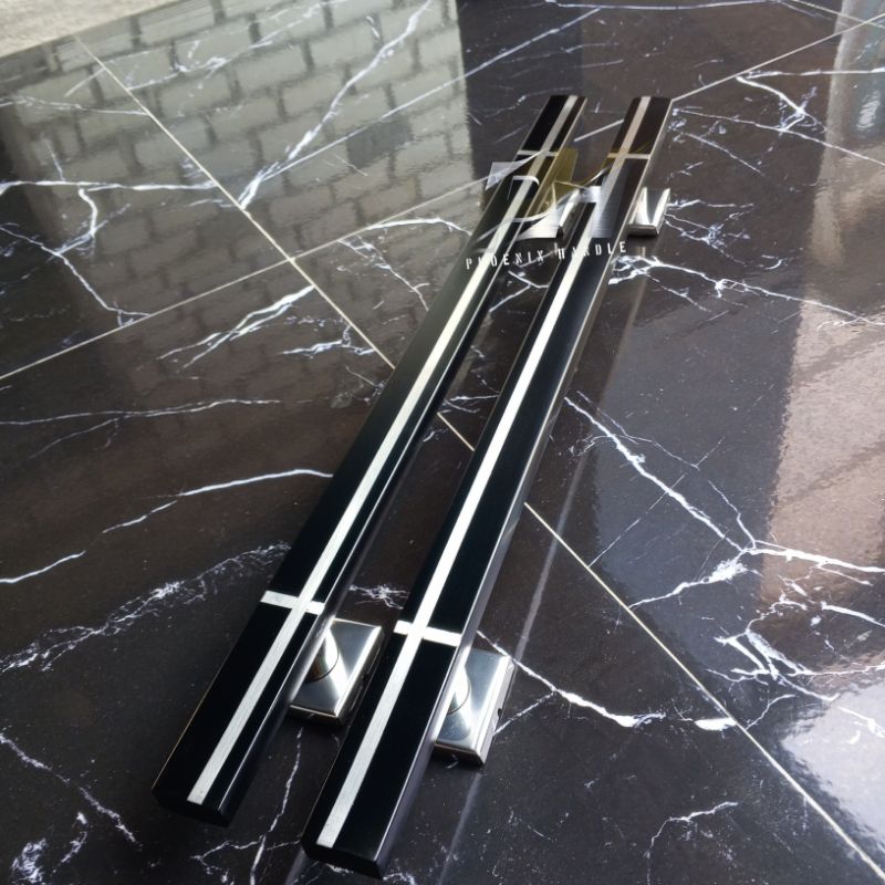 Handle pintu kotak hitam 60cm 80cm 100cm pull handle pintu gagang tarikan pintu rumah elegan