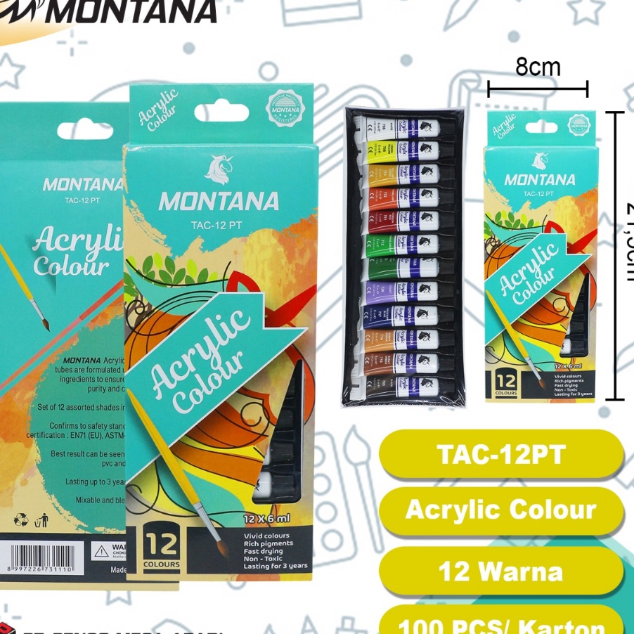 

KP8 CAT ACRYLIC AKRILIK 12 WARNA