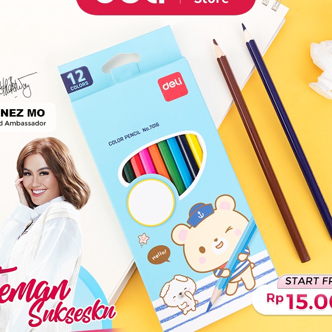 

HJ6 Deli pensil warna 122436C warna cerah bentuk hexagonal 716 718 719