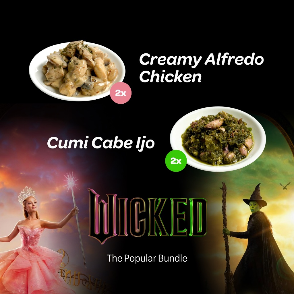 

FUBU The Popular Bundle - Paket Makan Wicked Creamy Alfredo Chicken dan Cumi Cabe Ijo - Satu Porsi Lauk Instan Frozen Food