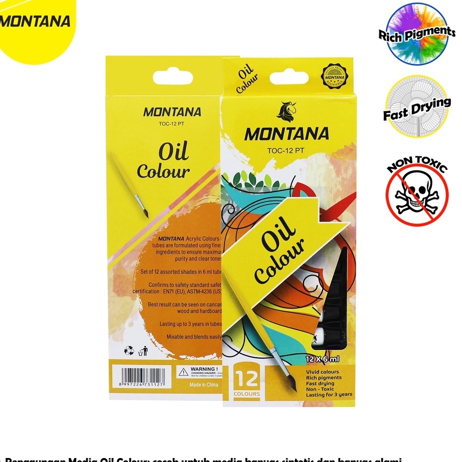 

KF7 ATK OilColor 12 Warna Cat Minyak Montana TOC12 PT OilColor Tube