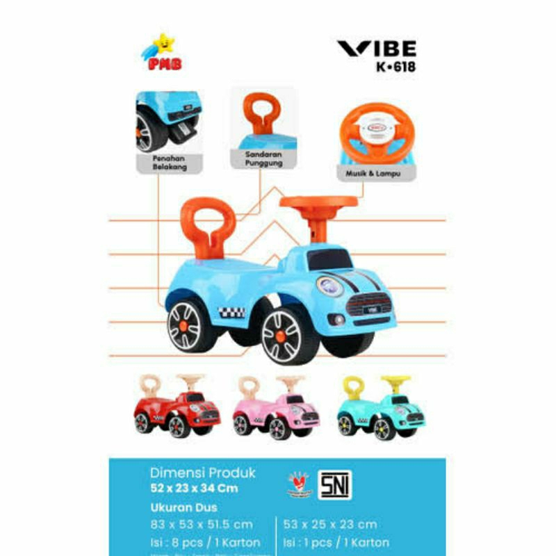 Mobil Anak bisa dinaiki tolocar rideon mobil dorong K618  musik