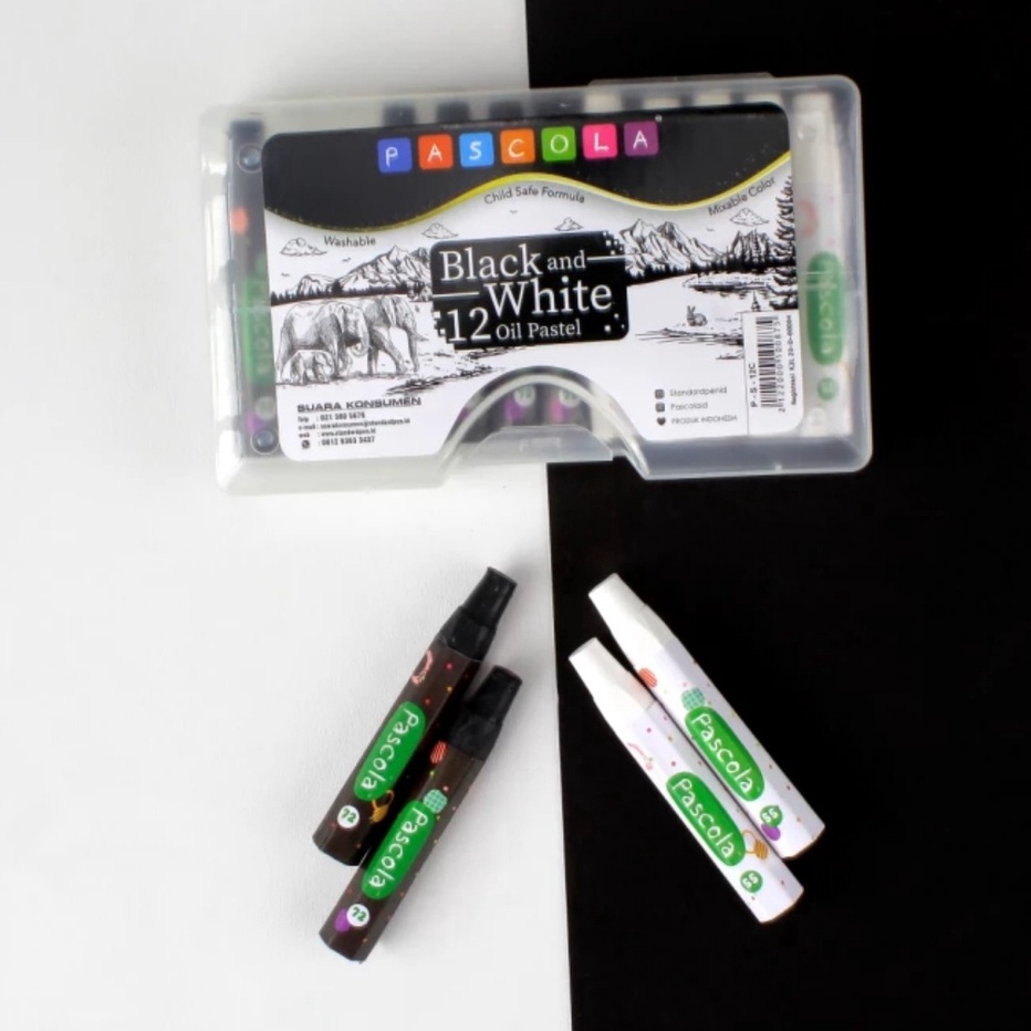 

Top crayon pascola hitam putih 6 buah