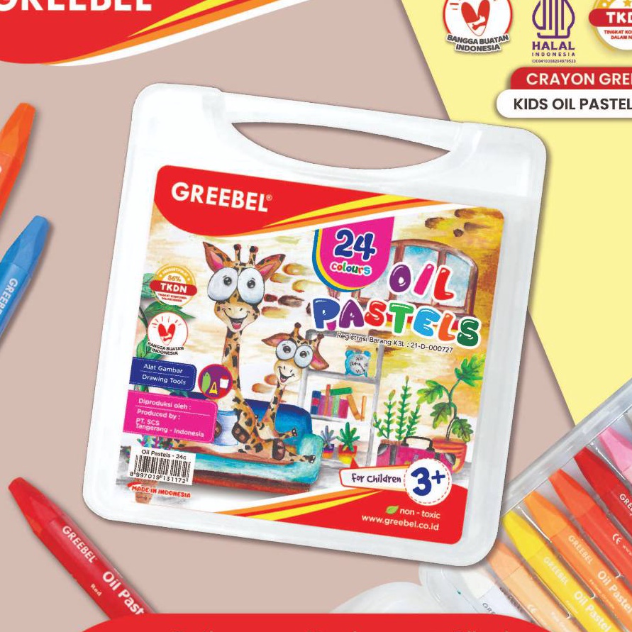 

KP8 GREEBEL Crayon Krayon KIDS OIL PASTEL 24 Warna KOP 24C Crayon Greebel Krayon 24 Warna Non toxic