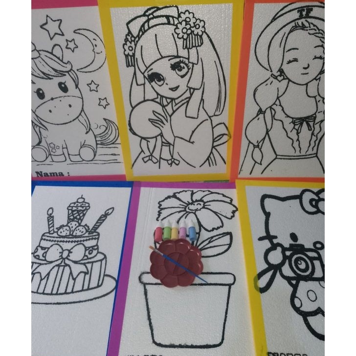 

Hemat 6 pics cat 5 warna palet cat kuas lukis sterofoam double