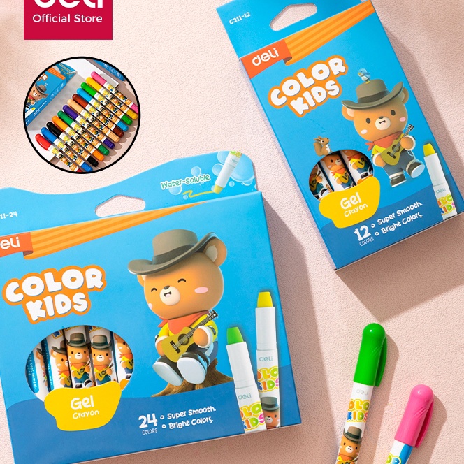 

KP8 Deli Gel Crayon Krayon 12 24 Warna Tidak Mengotori Tangan Bersertifikat Aman EC211