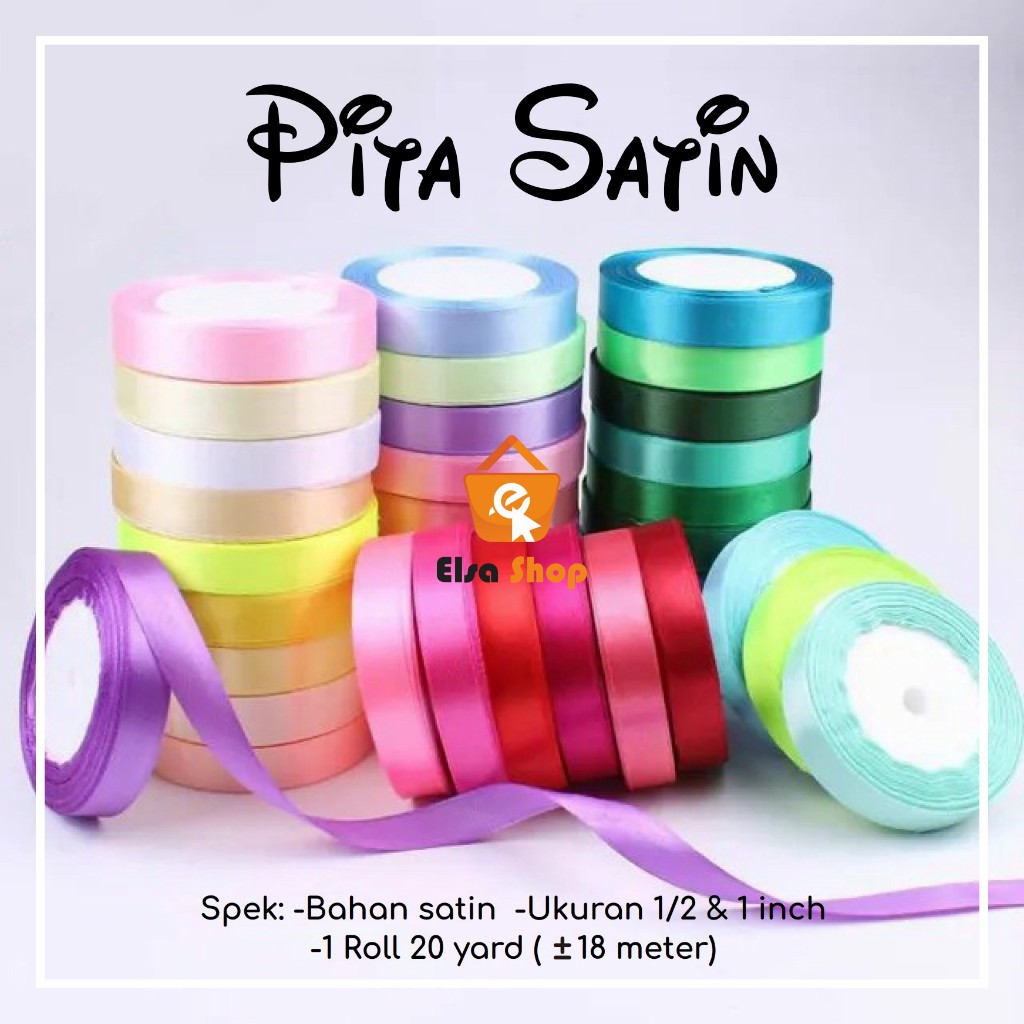 

Pita Satin Warna - pita 20 yard - Pita Satin roll - Pita hampers polos