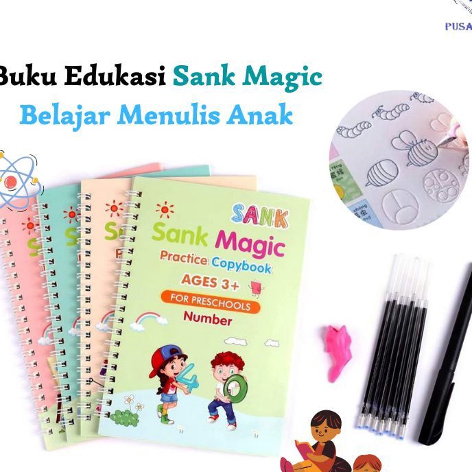 

HJ6 sank magic book set 4 book pulpenrefill buku menggambar menulis dan berhitung